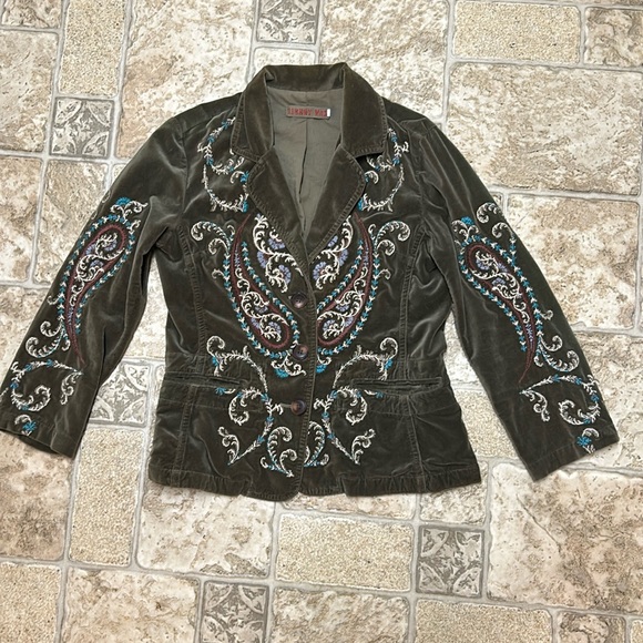 Johnny Was Embroidered Velvet Blazer - Picture 1 of 9